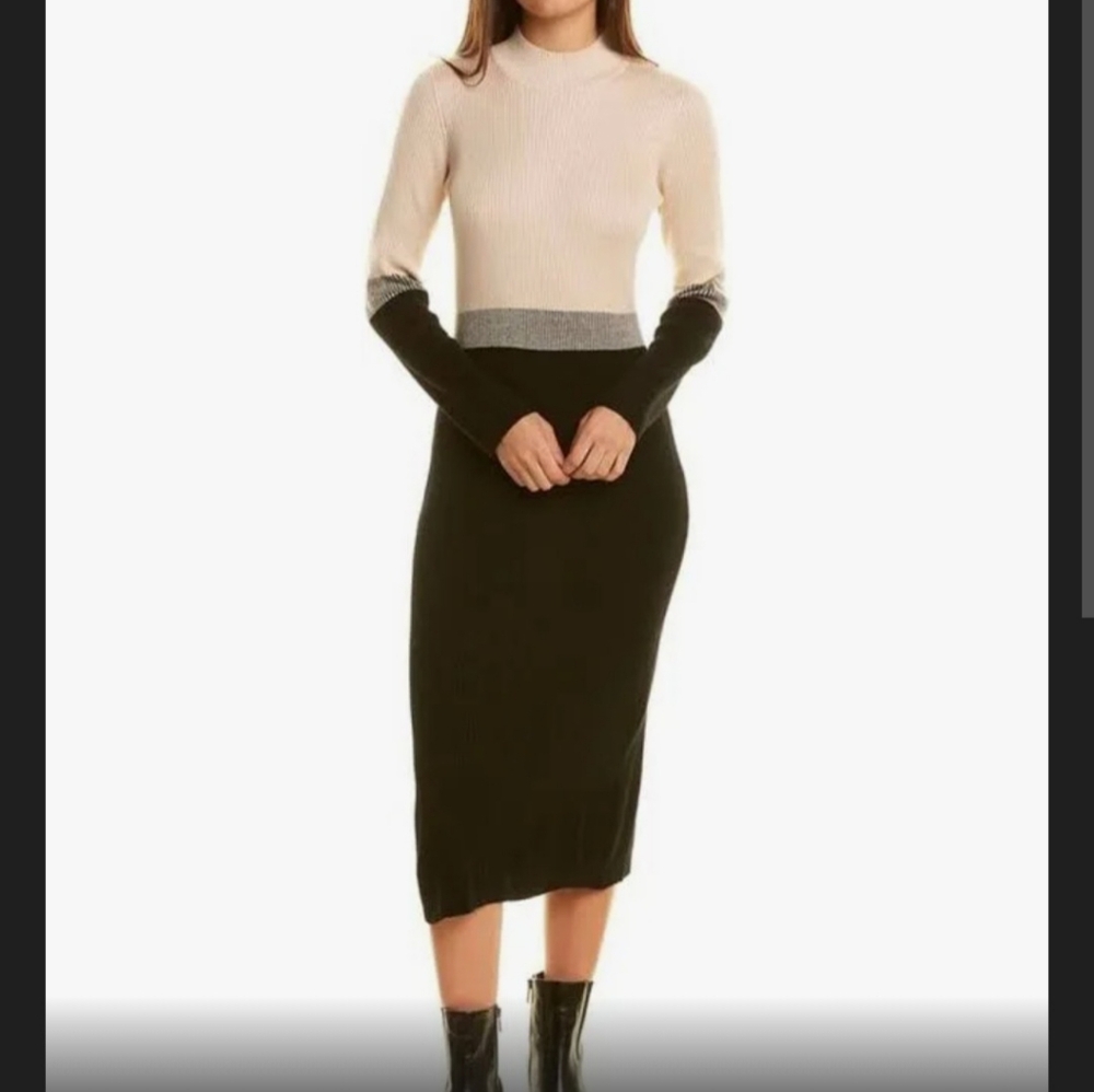 NWT Plus size Taylor Ribbed Colorblock Midi Turtleneck Dress 2X